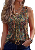 Womens Tank Tops Summer Sleeveless Loose Fit Tops V Neck Pleated Shirts Basic Tees Dressy Casual Trendy Clothes